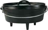 Lodge Pre-Seasoned Cast Iron Deep Camp Dutch Oven with Lid, 4 Quart | Dual Handles & Steel Handle with Strong Lid for Heavy-Duty Camping Cookware, Outdoor Use & Campfire Cooking
