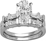 1.75 Ctw Pear Cut Channel Set Baguette And Round 14K White Gold Diamond Wedding Set (H-I Color SI2-I1 Clarity 1 Ct Center)