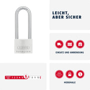 ABUS 1 / Gray / 50 mm lock body, high shackle Keyed Padlocks