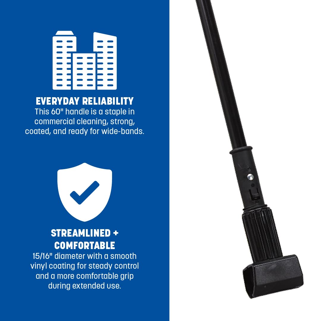 Vinyl Coated Metal Mop Handle by Carlisle FoodService Products – 60 Inch, Metal, Black, Model 3697000