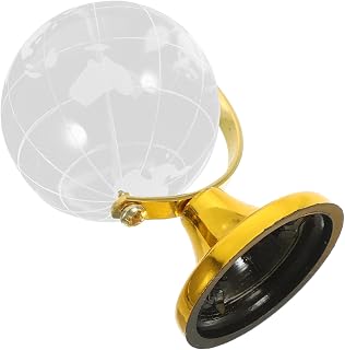 Crystal Desk World Globe Decoration with Stand for Classroom Store | Golden World Map Design, Educational Display Piece, Crystal Material, Desktop Use, Handcrafted Look