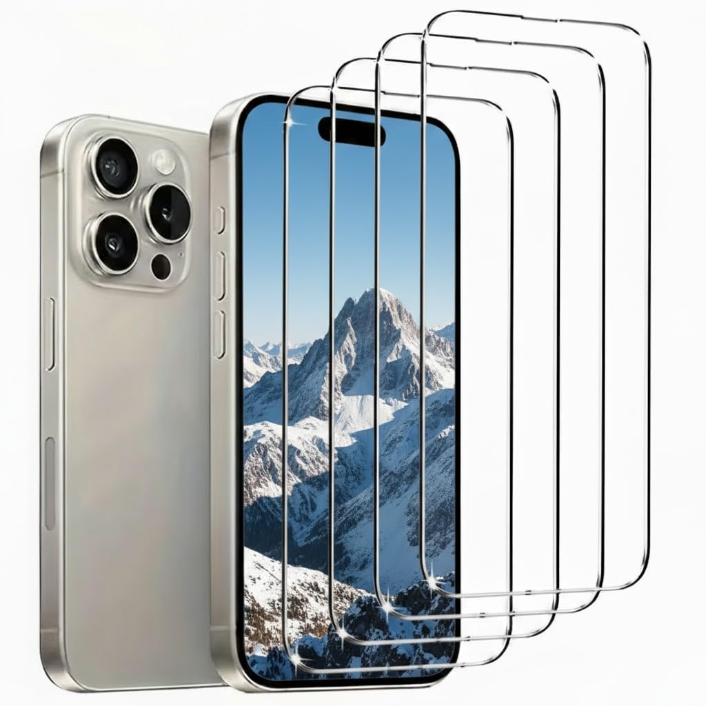 4 Pack Screen Protector for iPhone 16 Plus/iPhone 15 Pro Max [6.7 Inch] Display Tempered Glass by Generic – 6.7 inches, Tempered Glass, Transparent, Pack of 4, Model 0025