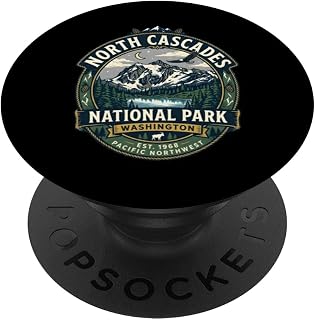 North Cascades National Park Washington Vintage Nature Badge PopSockets Adhesive PopGrip