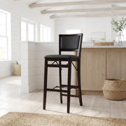 Brown Triena 30-in Pad Back Folding Bar Stool by Furnifact – Plywood, Rubberwood, Pvc, Ca Foam, Rubberwood,MDF, Brown