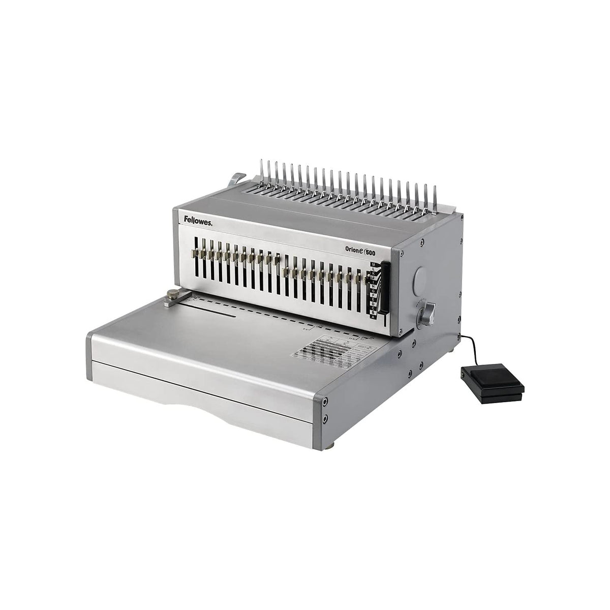 Orion E 500 Electric Comb Binding Machine () by Fellowes – 9.8" x 15.8" x 19.8", Clear, Model 5643201
