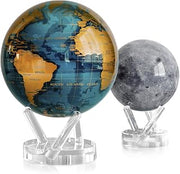 MOVA Globe Bundle – Blue and Gold 8.5" + Moon 4.5" | Rotating Solar-Powered Desk Globes | No Batteries or Cords | Scientific Decor Gift