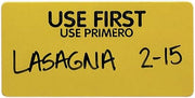Use First Labels Yellow English/Spanish Black Imprint - 2"L x 1"H 1000 Per Roll
