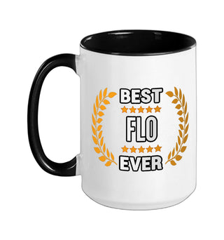 Best Flo Ever with Star Name Flo Ceramic Mug by Flo Cool Personalised Name Desing – 15 Ounces, 15 fluid_ounces, Ceramic, Black/White