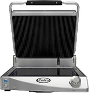 Cadco CPG-15 Single Commercial Panini Press with Ceramic Ribbed Smooth Plates, Stainless Steel, 208-240v/1ph, NSF, For Commercial Use