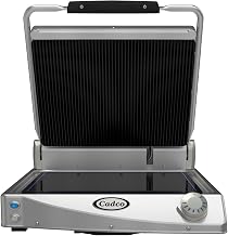 Cadco CPG-15 Single Commercial Panini Press with Ceramic Ribbed Smooth Plates, Stainless Steel, 208-240v/1ph, NSF, For Commercial Use