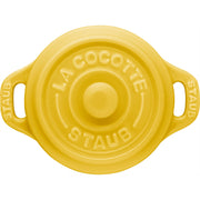 Ceramic 3-pc Mini Round Cocotte Set by STAUB – 3-pc, Cast Iron, Citron, Pack of 3, Model 1029591