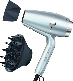 Conair SmoothWrap Ionic Hair Dryer, Diffuser & Concentrator, 1875W, Mint | Hair dryer with diffuser and concentrator for curly, wavy, and thick hair, 3 speed and 2 heat settings, 6-foot cord