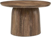 Furnifact Brown 30-Inch Round Wood Coffee Table with Sturdy Construction, Versatile Design, Durable Material, Ideal for Living Room Decor