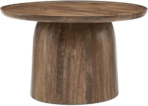 Furnifact Brown 30-Inch Round Wood Coffee Table with Sturdy Construction, Versatile Design, Durable Material, Ideal for Living Room Decor