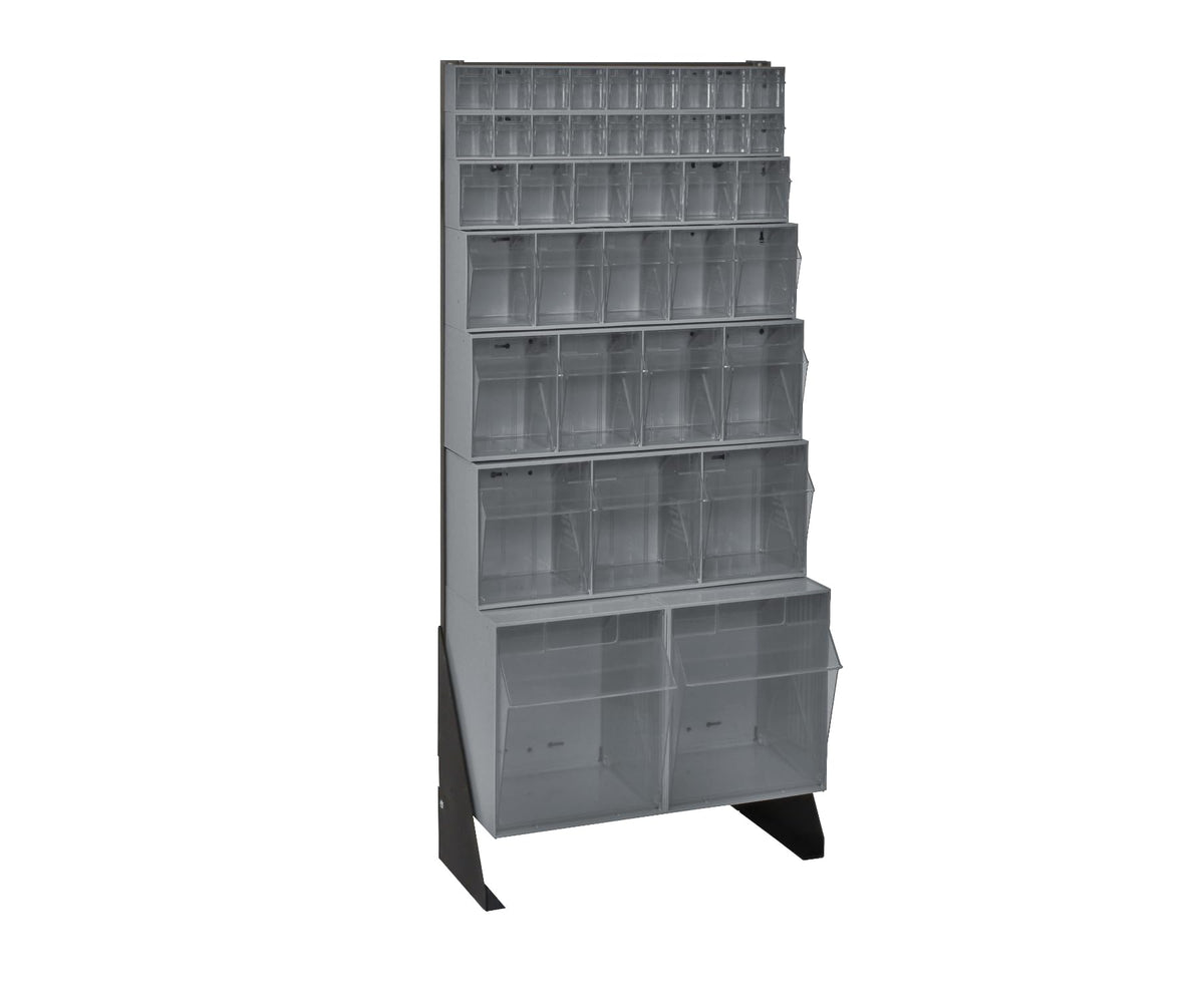 QUANTUM STORAGE SYSTEMS 52" H x 24" W x 10" D / 38 Drawers Tip Out Bin Stand Gray / Gray Standing Shelf Units