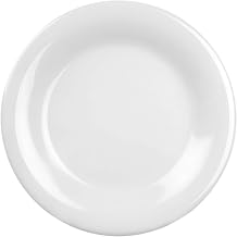 Thunder Group Color white melamine dinnerware collection 5.5 inch wide rim round plate, comes in dozen