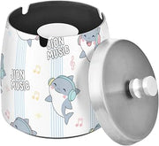 Cute Shark Music Note Splash Ashtray with Lid, Outdoor Ashtrays for Patio