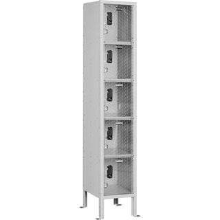 Global Industrial 5-Tier 5 Door Clear View Locker – Digital Lock, 12" Wx12 Dx66 H, Gray, Unassembled