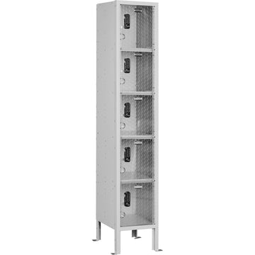 Global Industrial 5-Tier 5 Door Clear View Locker – Digital Lock, 12" Wx18 Dx66 H, Gray, Unassembled