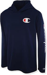 Champion Boys Long Sleeve Hooded Tee Shirt Lightweight Tech Fabric Athletic T-Shirt for Kids