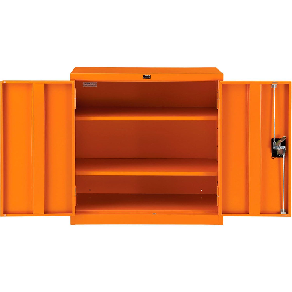 Emergency Preparedness Cabinet with Locking Recessed by Global Industrial – 12"L x 30"W x 30"H, Steel, Orange, Model 298684