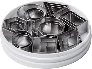 Ateco Plain Edge Geometric Shapes Cutters in Graduated Sizes, Stainless Steel, 24 Pc Set