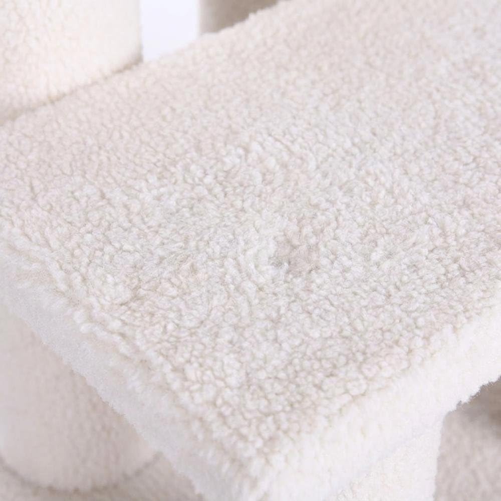 Faux Fleece Cat Step Stairs with Pressed Wood Platforms by Bison Pets – Engineered Wood, Beige