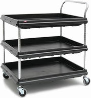Metro Deep Ledge Series Polymer Utility Cart with 4 Swivel Casters, 3 Shelves, 400 lb. Total Capacity, 41" Height, x 27" Width x 38-3/4" Length, Black