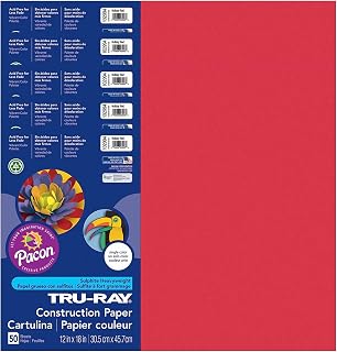 Tru-Ray Construction Paper, Holiday Red, 12" x 18", 50 Sheets Per Pack, 5 Packs