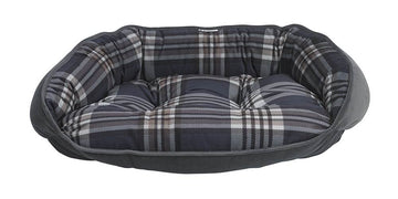 Crescent Bed by Bowsers – Polyester, Tartan Plaid Microvelvet, Model 17862