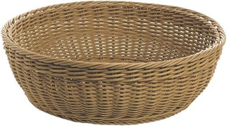 HUBERT Round Storage Basket with Handles, Dark Beige - 16" Dia x 4 1/2" H
