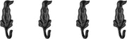 Danya B 4 Piece Black Cast Iron Dog Wagging Tail Decorative Wall Sculpture Figure Utility Hook Set