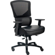 24 Hour Big & Tall Mesh Back Chair w/High Back & Adj. Arms by Global Industrial – 2.33 ft x 2.08 ft x 3.67 ft, Faux Leather, Black, Model 639637V-SRL-17WA