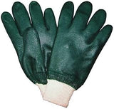 MCR Safety 6420 Double-Dipped PVC Plasticsol Gloves with Jersey Lining Knit Wrist, Sandy, Green, Large, 1-Pair