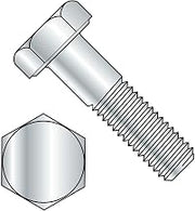 Hex Bolt, 3/8-16 x 2-1/2", Grade A, Steel, Zinc, UNC, PT, 100 Pack