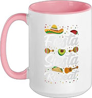 Fiesta Siesta Repeat - Fiesta Cinco De Mayo Party Mexican Ceramic Mug, Pink/White, 15oz