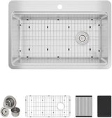Elkay ECTSR33229T1WS Crosstown Workstation Stainless Steel 33" x 22" x 9" 1-Hole Single Bowl Dual Mount Sink