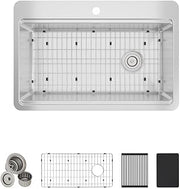 Elkay ECTSR33229T1WS Crosstown Workstation Stainless Steel 33" x 22" x 9" 1-Hole Single Bowl Dual Mount Sink