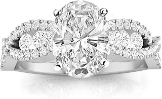 3 Ctw 14K White Gold Designer Twisting Eternity Channel Set Four Prong Oval Cut Diamond Engagement Ring (2.5 Ct G Color SI2 Clarity Center Stone)
