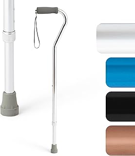 Medline Aluminum-Chrome Offset Walking Cane, Adjusts 29–38” & Supports Up to 300 Lbs. — Mobility Aid Provides Balance for Seniors & Adults