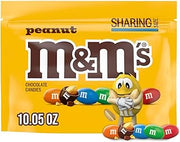 Peanut Milk Chocolate Candy, Peanut M&M'S, 10.05 oz Resealable Bag | M&M'S candy with peanuts in a resealable 10.05 oz bag for snacking, sharing, candy bowls, movie snack, pantry, and office