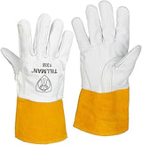 Tillman 1338 Top Grain Goatskin TIG Welding Gloves with 4" Cuff, Small,White