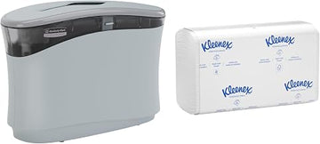 Bundle of Kimberly-Clark Professional™ Countertop Folded Towel Dispenser, Soft Grey, 13.3" x 9.0" x 5.2" (Qty 1) + Kleenex® Premiere Folded Towels with Fast-Drying Absorbency Pockets™