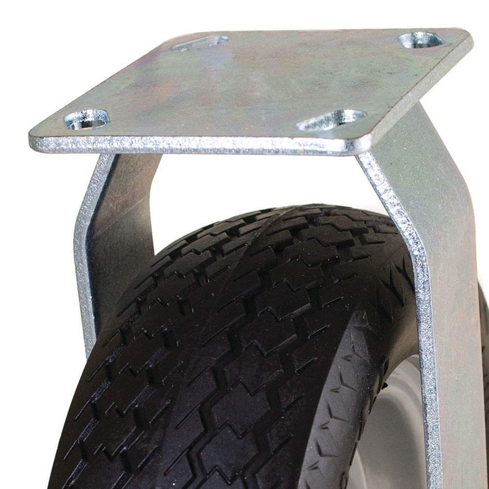Industries 00301 10" Rigid Caster with Flat Free Tire by Marathon – 10 inch, 300.0 pounds, Stainless Steel, brushed_steel