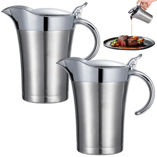 Nimbloom Insulated Gravy Boat, 27 oz Double Wall Stainless Steel, Silver 2 Pack