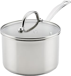 Farberware Millennium Stainless Steel Saucepan with Lid, Induction Ready, Compatible with All Cooktops, Metal Utensil Safe, 3 Quart Saucepot, Dishwasher Safe - Stainless Steel
