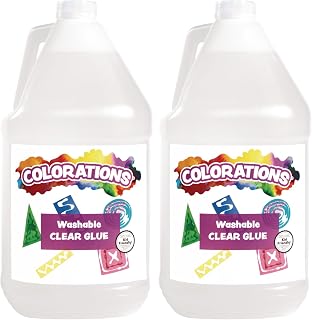 Colorations Washable Clear Glue, 2 Gallons, Dries Clear, Ideal for Slime