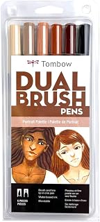 Tombow 56236 Dual Brush Pen Art Markers, Portrait, 6-Pack. Brush/Fine Tips