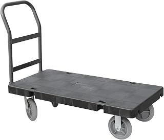 Akro-Mils R90185A1412 24-Inch-W and 48-Inch-L 8-Inch Thermo-Plastic Casters VERSA/Deck Plastic Platform Truck with 1 Crossbar Swayback handle,