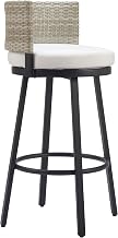 Zuo Midnight Wave Barstool White, Multicolor Barstool, Modern Style, Outdoor Fabric, Removable and Washable Cushion Cover, Aluminum, Outdoor Bar, 19.7" W x 19.3" D x 39.4" H, Non-Stackable